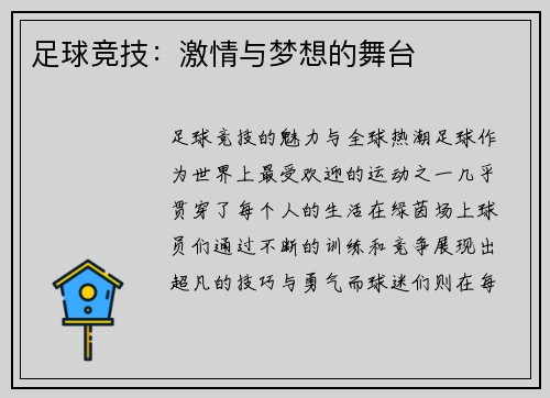 足球竞技：激情与梦想的舞台